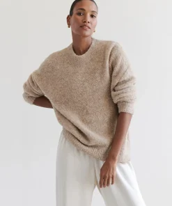 Discount Alpaca Boucle Cocoon Crewneck Women Pullovers