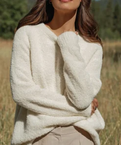 Sale Alpaca Boucle Cocoon Crewneck Women Pullovers