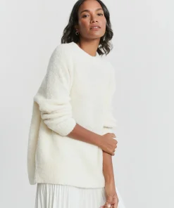 Sale Alpaca Boucle Cocoon Crewneck Women Pullovers