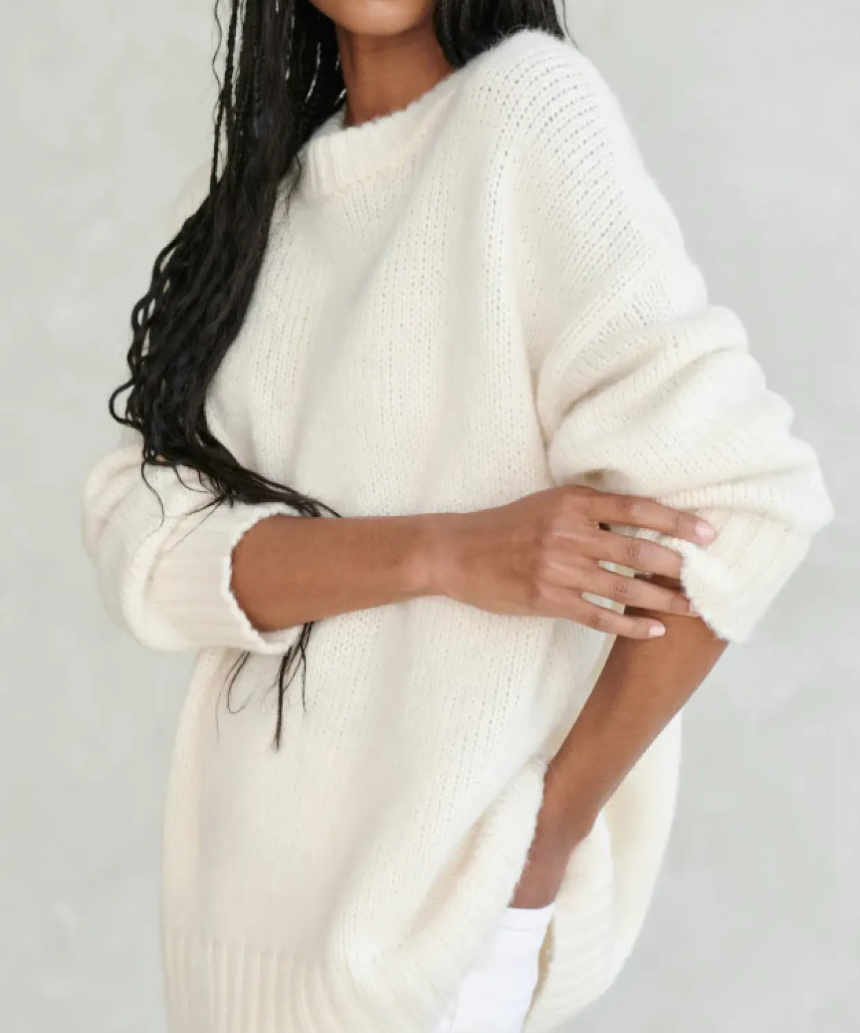 Hot Alpaca Cocoon Crewneck Women Extended Sizes
