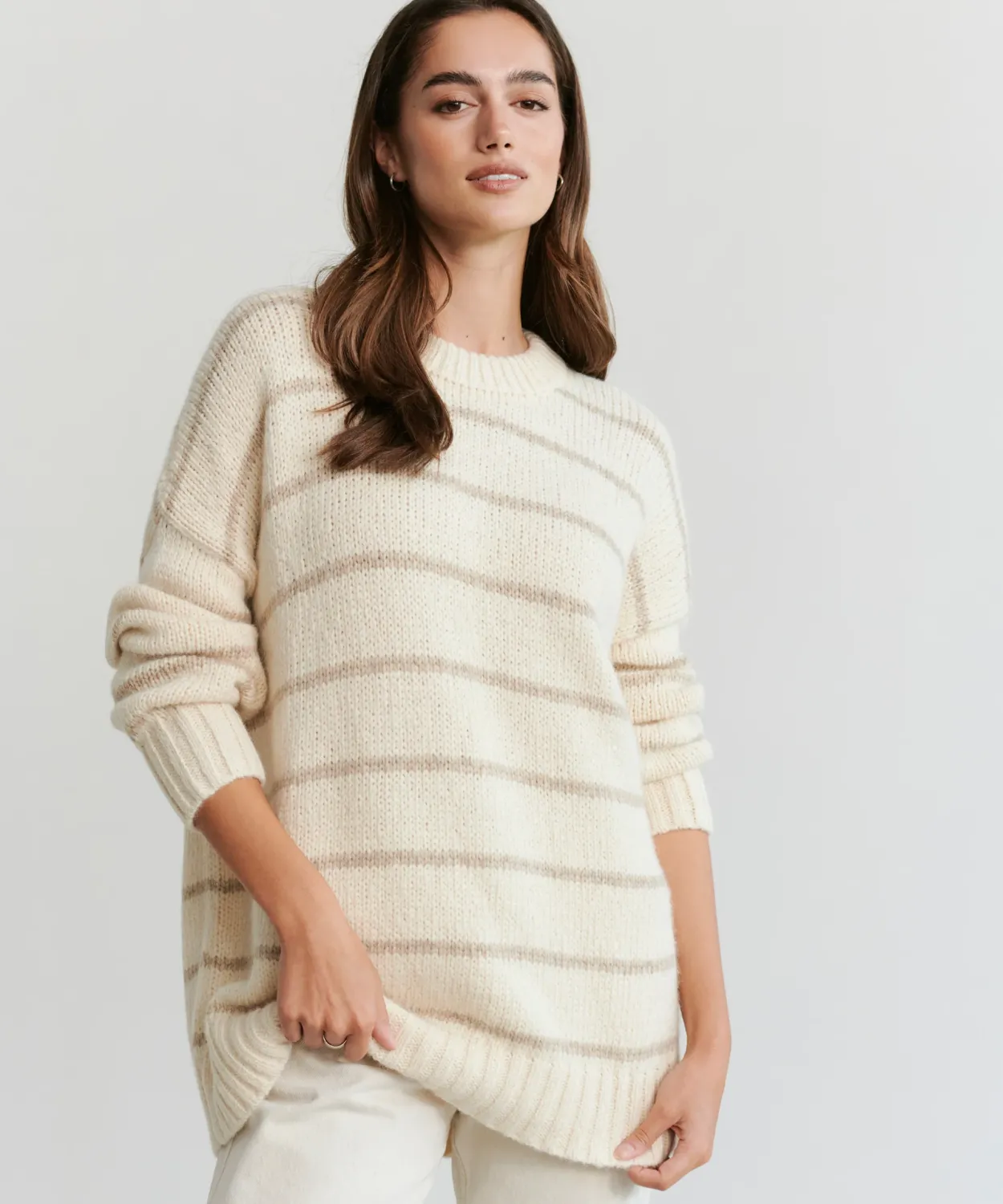 Outlet Alpaca Cocoon Crewneck Women Pullovers