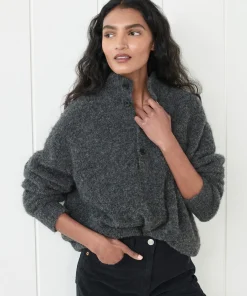 Sale Boucle Button Pullover Women Extended Sizes