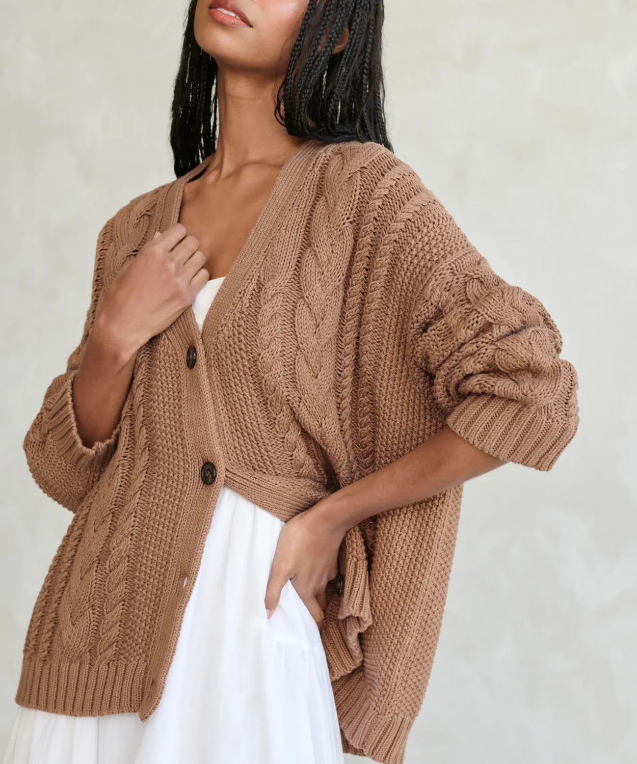 Fashion Cable Cardigan Women Extended Sizes
