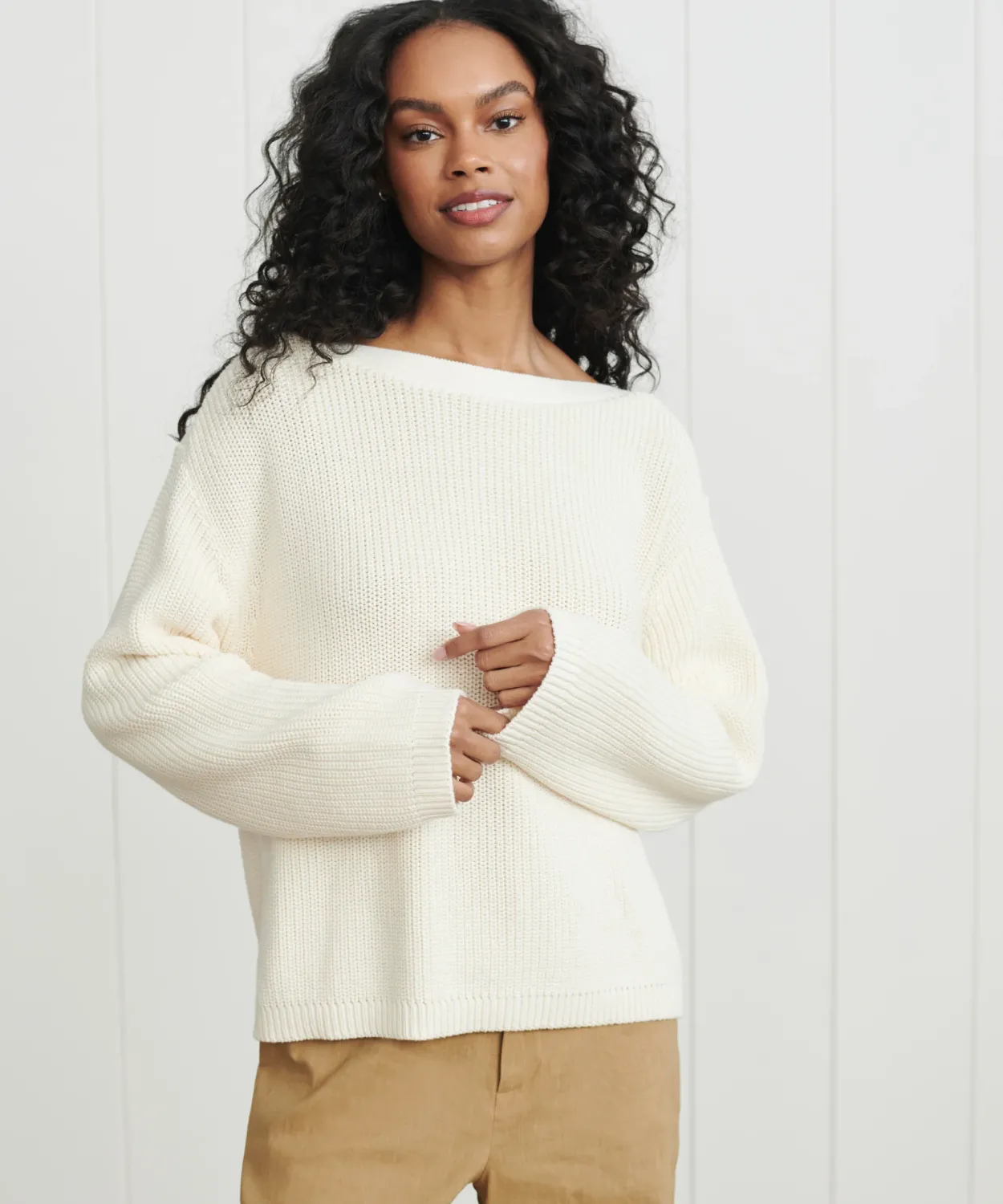 New Cotton Boatneck Sweater Women Pullovers