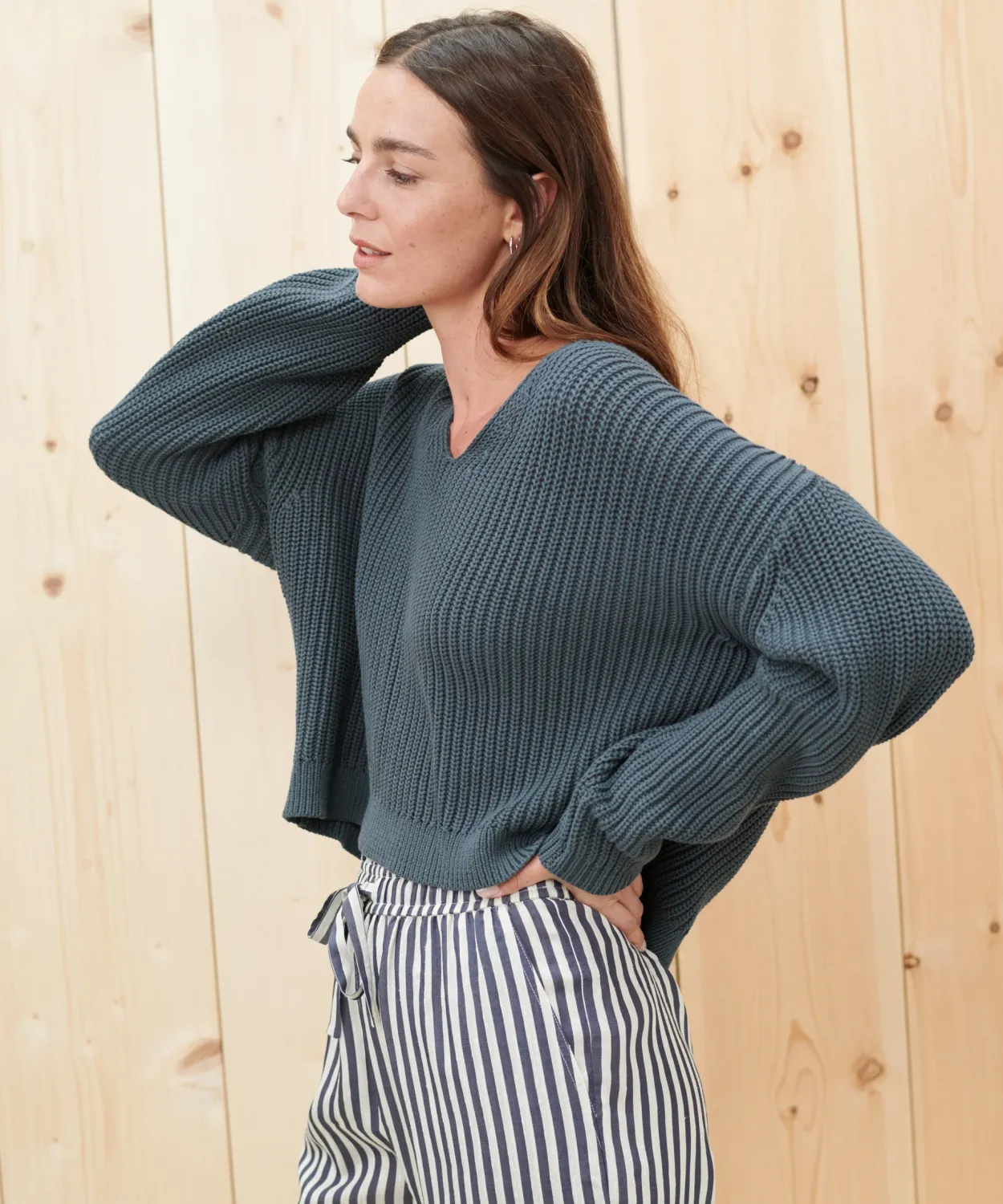 Online Cropped Cotton Cabin Sweater Women Pullovers