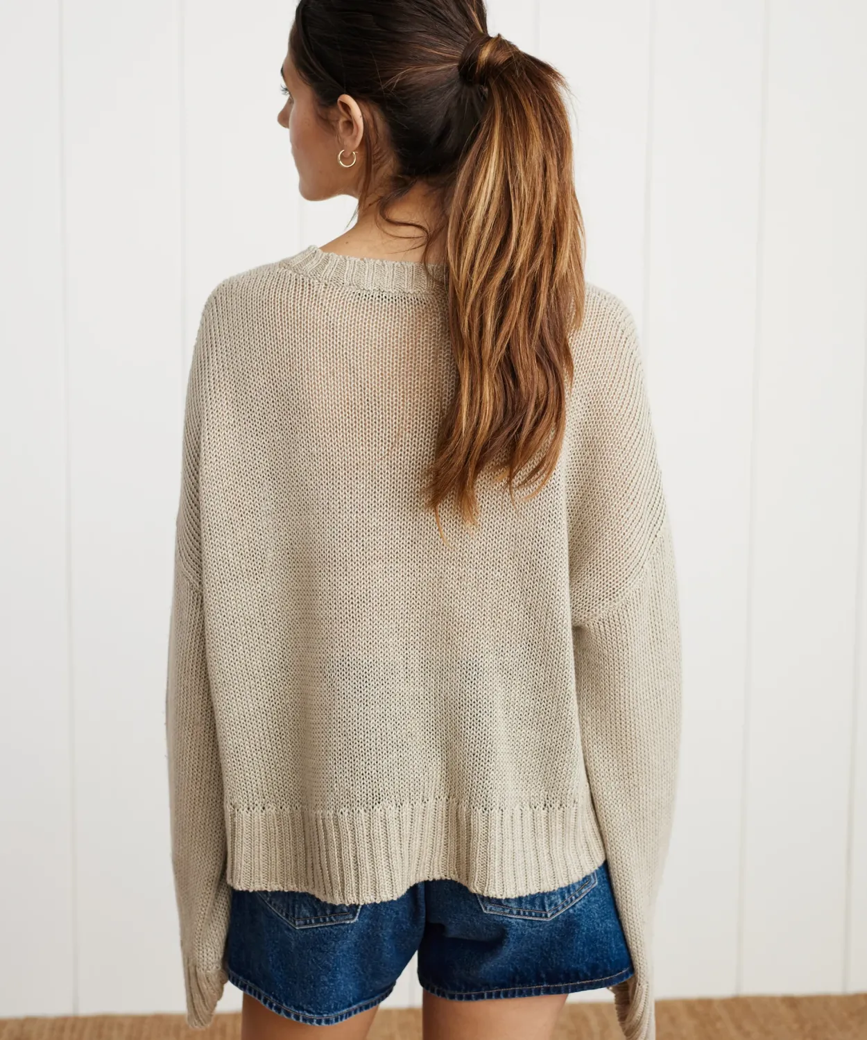 Fashion Cropped Linen Crewneck Women Swim & Beach