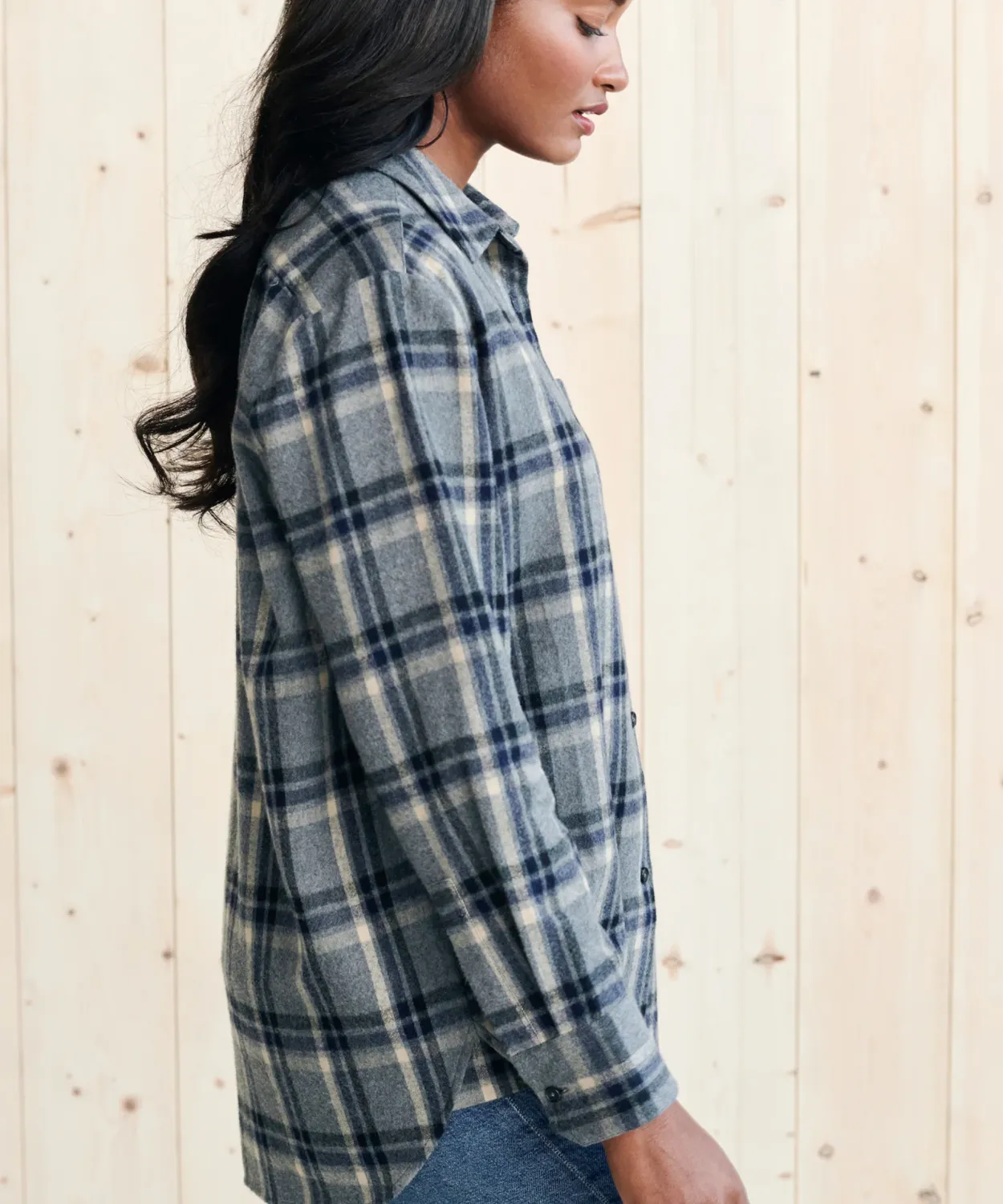 Sale Flannel Boyfriend Shirt Women Button-Ups