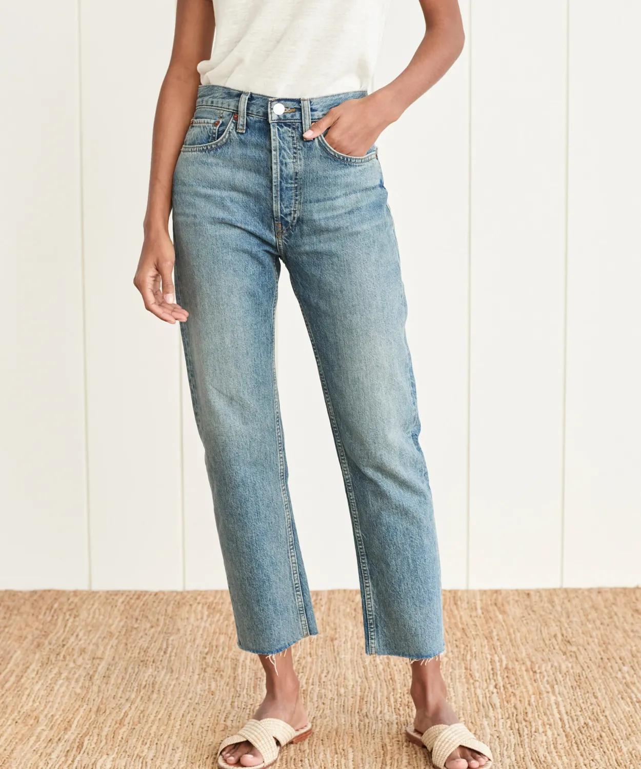 New High Rise Stove Pipe Jean Women Denim