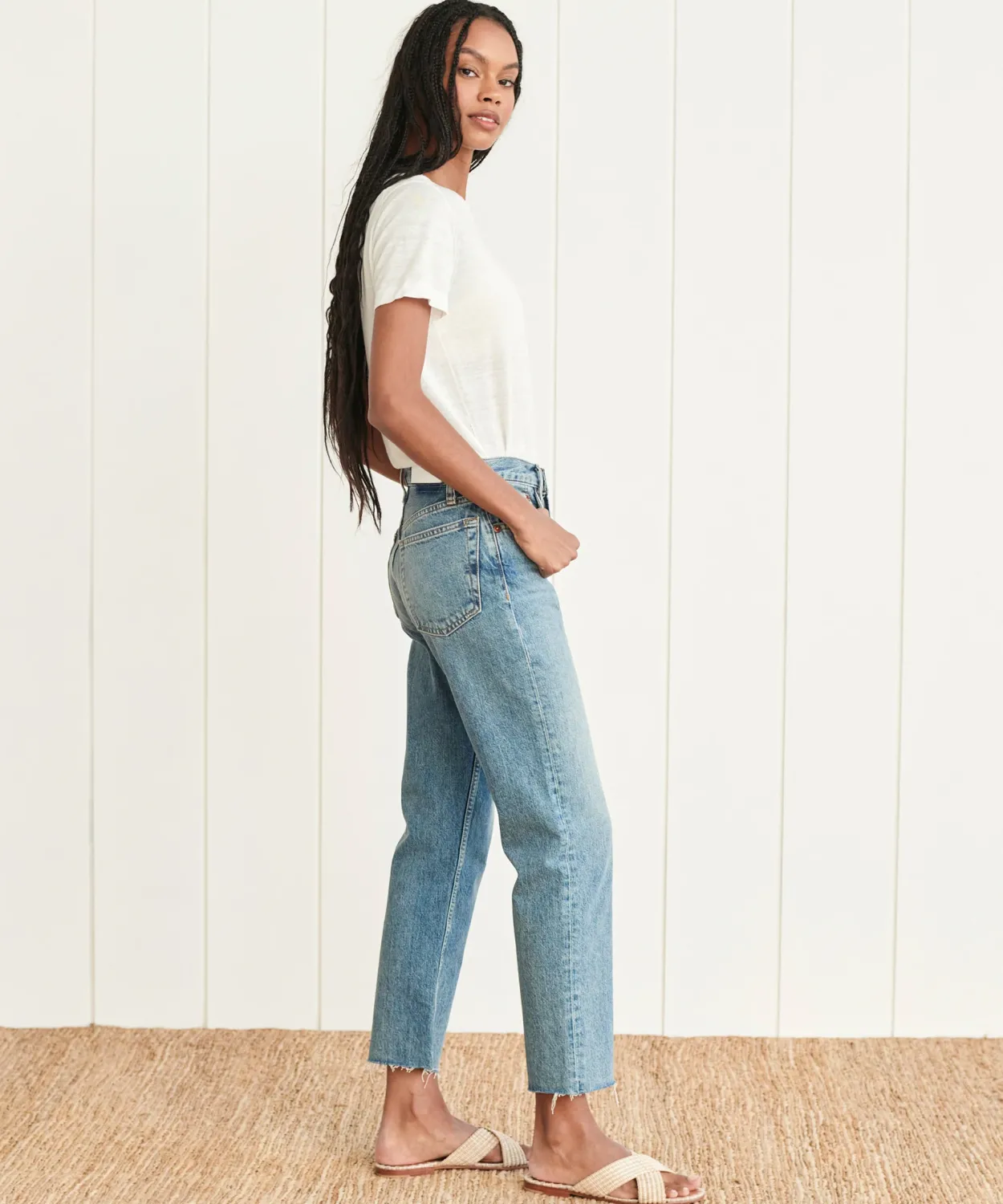 New High Rise Stove Pipe Jean Women Denim