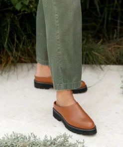 Sale Leather Lug Mule Women Mules