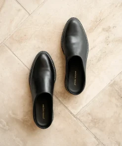 New Leather Lug Mule Women Mules