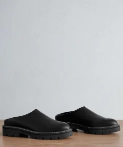 New Leather Lug Mule Women Mules