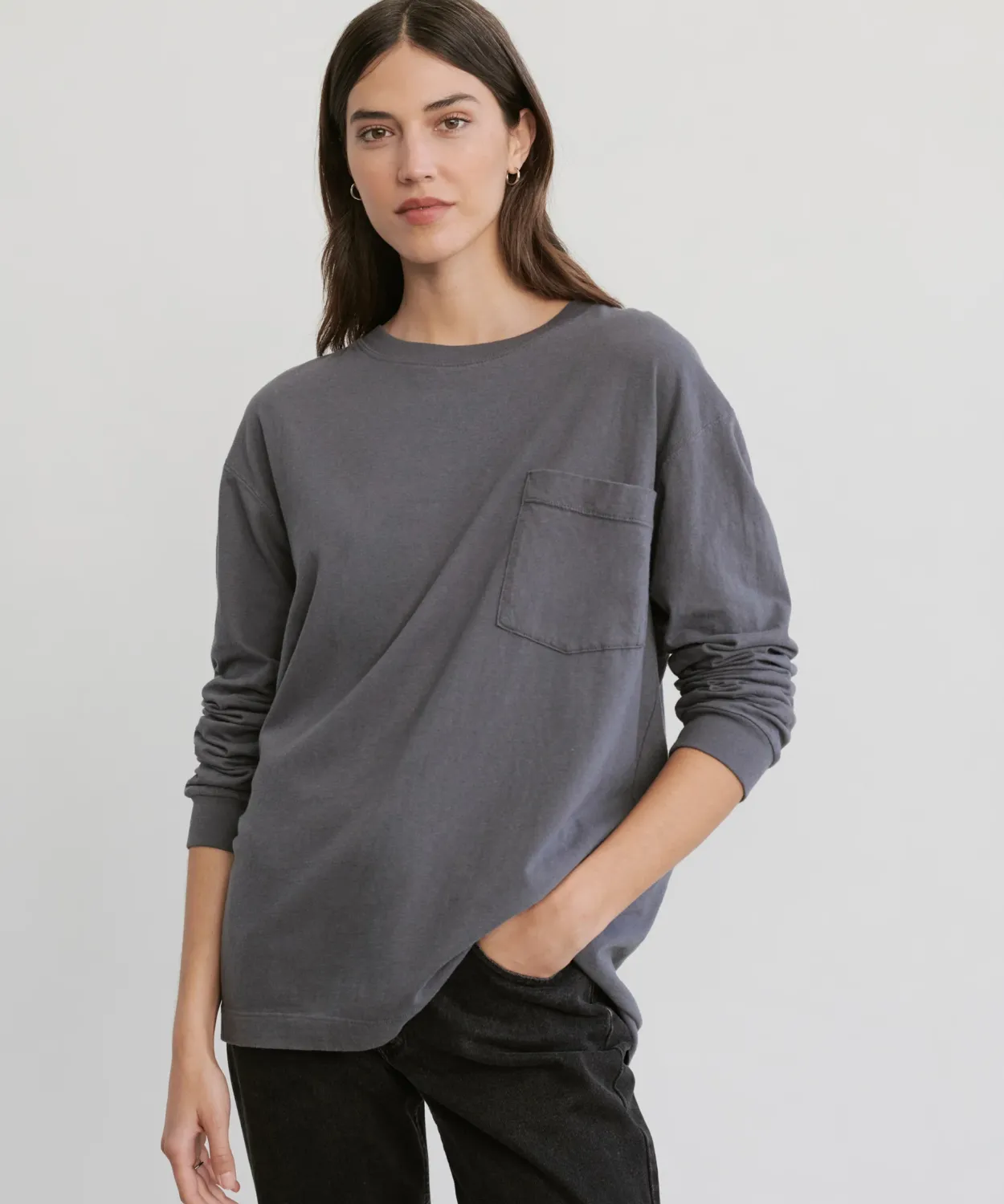 Sale Long-Sleeve Vintage Pocket Tee Women Tees & Tanks