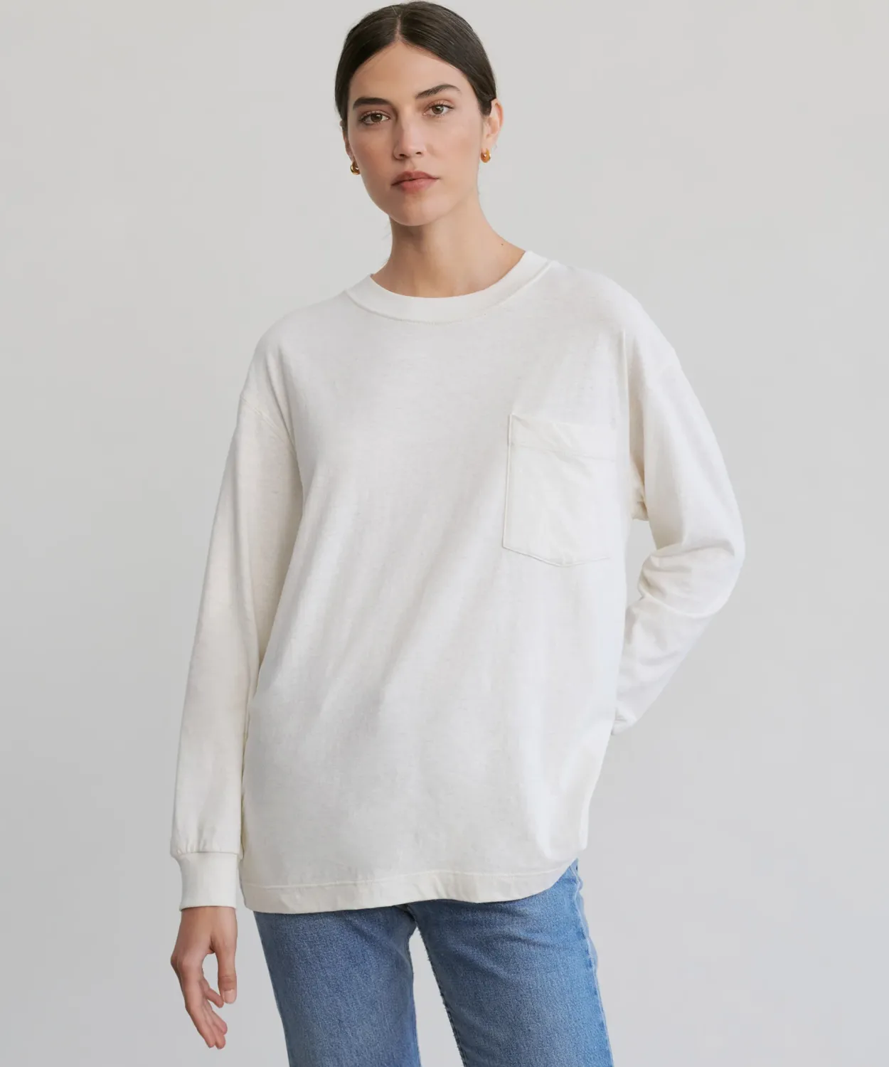 Clearance Long-Sleeve Vintage Pocket Tee Women Tees & Tanks
