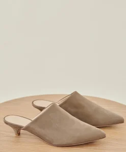 Outlet Oiled Leather Kitten Heel Mule Women Heels