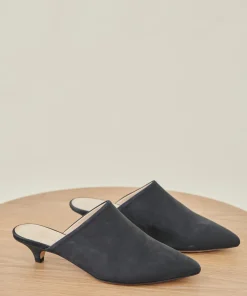 Best Oiled Leather Kitten Heel Mule Women Heels