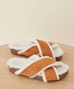 Outlet Shearling-Lined Crossover Sandal Women Sandals
